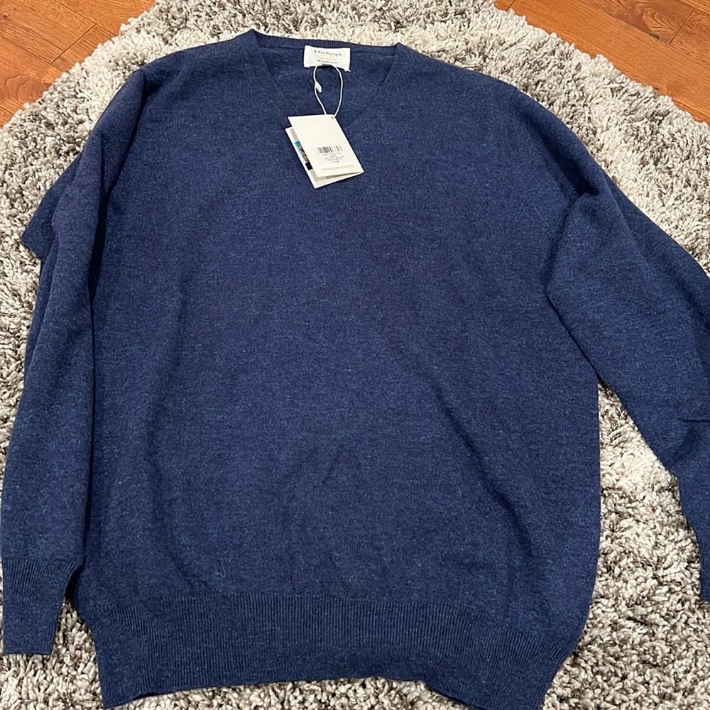 Mens Edinburgh Wool Navy Sweater